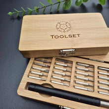 Load image into Gallery viewer, Engraved Bamboo Wood Tool Set - 24-in-1 Precision Screwdriver Kit - Yorkshire Rose - Woodsmiths Family Business
