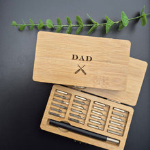 Load image into Gallery viewer, Engraved Bamboo Wood Tool Set - 24-in-1 Precision Screwdriver Kit - Dad - Dad Birthday /Fathers Day Gifts - Woodsmiths Family Business
