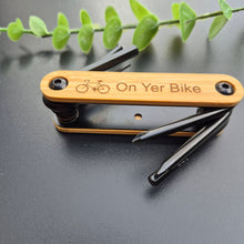 Load image into Gallery viewer, Engraved Bamboo Multi Purpose Allen Key Tool - On Yer Bike - Fathers Day Gifts - Cycling Tool - Woodsmiths Family Business
