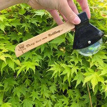 Load image into Gallery viewer, Etched Bamboo Pizza Slice - Axed Shaped Pizza Cutter - They See Me Rolling - Woodsmiths Family Business
