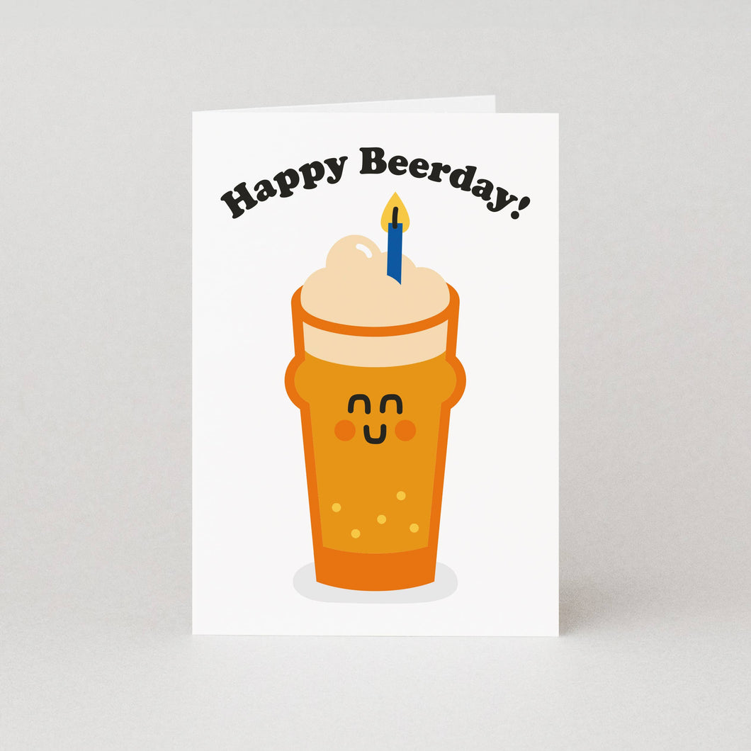 Beer Birthday Card - Happy Beerday - Greetings Card - Studio Boketto