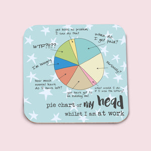 Coaster - Pie Chart of My Head At Work - Dandelion Stationery
