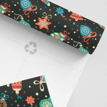 Load image into Gallery viewer, Bauble Noire Wrapping Paper and Matching Gift Tag - sustainable &amp; eco-friendly - Curlicue
