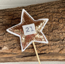Load image into Gallery viewer, Sparky Stars on Sticks - Cake Toppers - Decorations - Birthday Girl - 21st Birthday - 50th Anniversary - Best Teacher - Quirky Threads Art
