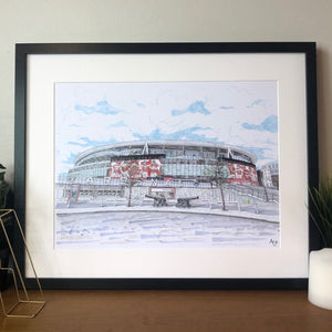 Emirates Stadium Print - Arsenal FC - A4 print - Art by Arjo