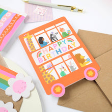 Load image into Gallery viewer, Greetings Card - Double Decker Bus Kid's Birthday Card
