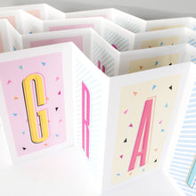 Load image into Gallery viewer, Greetings Cards - Congrats! - Funky Confetti Pastel Fold-Out Banner Card - Coulson Macleod
