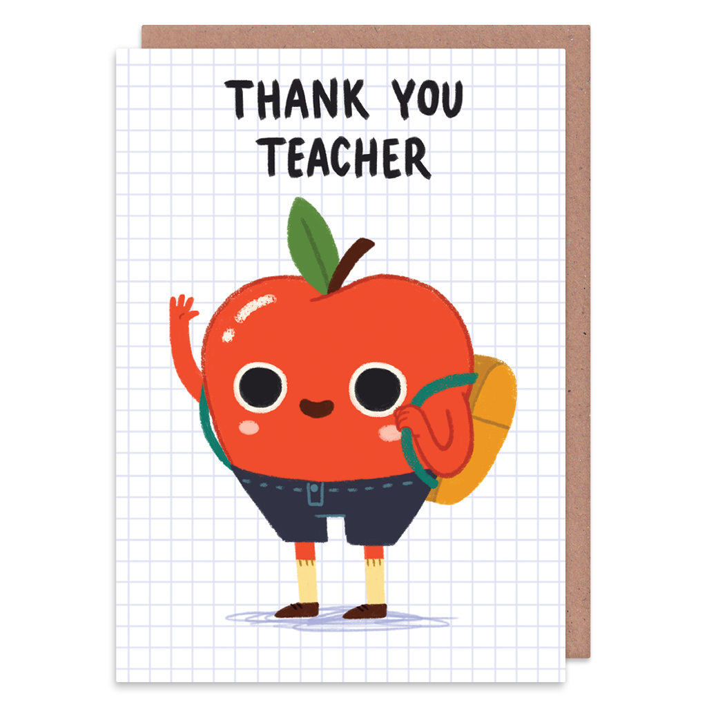 Thank You Teacher Apple - Greeting Card - Whale & Bird