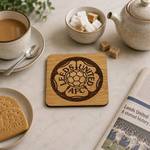 Load image into Gallery viewer, Wooden Laser Engraved Coaster - LUFC Badge Emblems - Leeds United - Fred &amp; Bo
