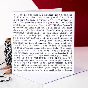 60th Birthday Card - Funny Ageing Quotes - You're 60! Greetings Card - Coulson Macleod