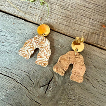Load image into Gallery viewer, Natural Botanical Wavy Arch Earrings - Natural Cork Jewellery - Incorknito Designs
