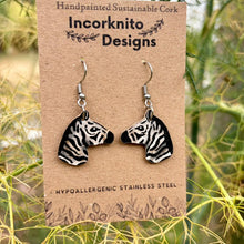 Load image into Gallery viewer, Zebra Hook Earrings - Natural Cork Jewellery - Incorknito Designs (Copy)
