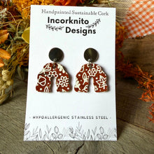 Load image into Gallery viewer, Brown Autumn Wavy Arch Earrings - Natural Cork Jewellery - Incorknito Designs
