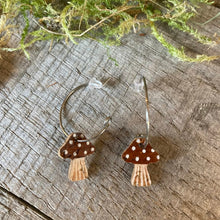 Load image into Gallery viewer, Mini Brown Toadstool Hoops - Natural Cork Jewellery - Incorknito Designs
