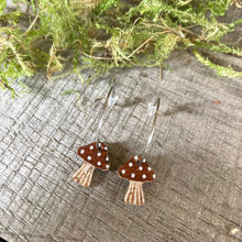 Load image into Gallery viewer, Mini Brown Toadstool Hoops - Natural Cork Jewellery - Incorknito Designs
