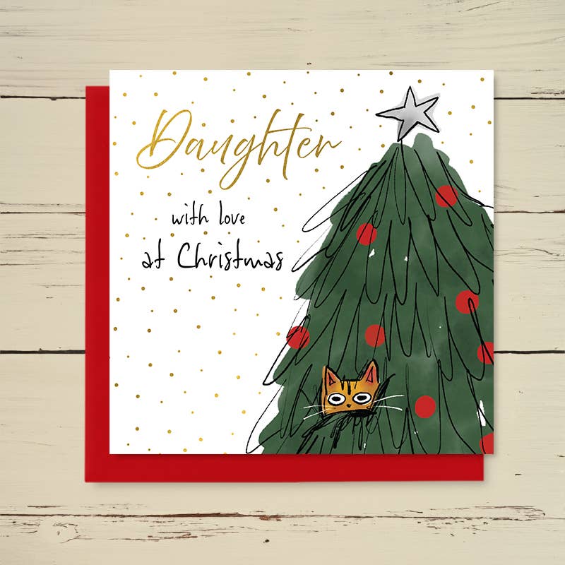 Family Christmas Card - Daughter, With Love at Christmas - Greetings Card - Dandelion Stationery