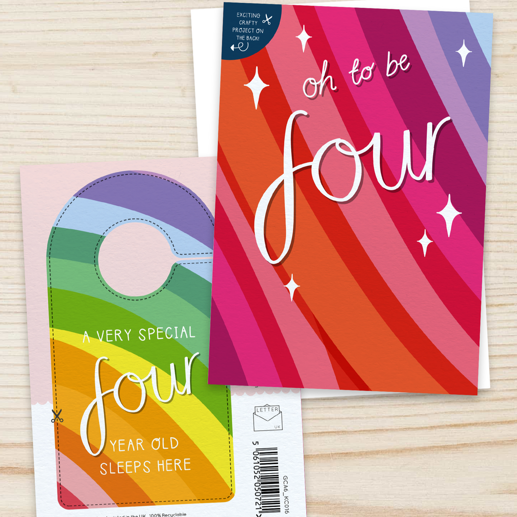 Oh to be Four – 4th Birthday Milestone Card - Crafty Project and Greetings card in one - Two For Joy Illustration