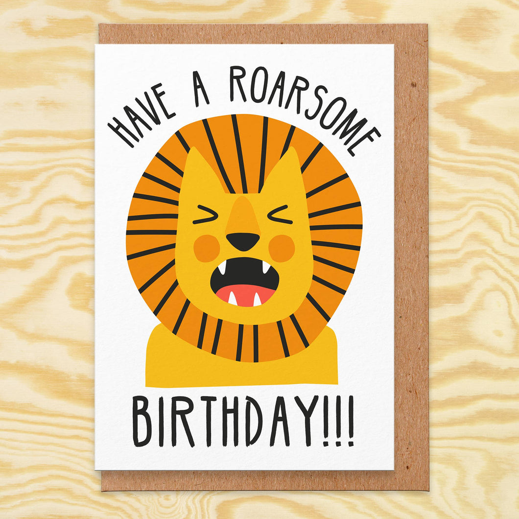 Have a Roarsome Birthday  - Greetings Card - Lion - Puns - Studio Boketto