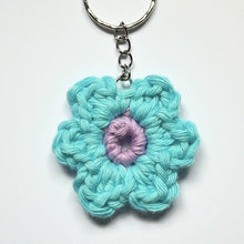 Load image into Gallery viewer, Crocheted Flower Keyring - Lots of Colours - Robins and Rainbows
