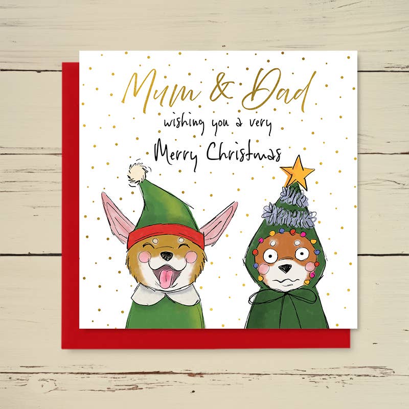 Family Christmas Card - Mum and Dad Christmas Greetings Card - Dandelion Stationery