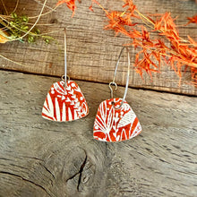 Load image into Gallery viewer, Rust Botanical Trapezium Hoop Earrings - Natural Cork Jewellery - Incorknito Designs
