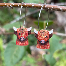 Load image into Gallery viewer, Highland Cow Hoop Earrings - Natural Cork Jewellery - Incorknito Designs
