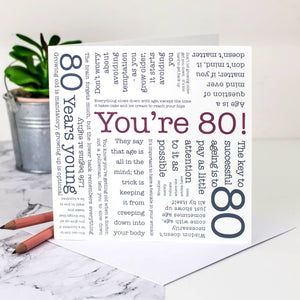80th Birthday Card - Word Cloud - Being Eighty Quotes - Coulson Macleod