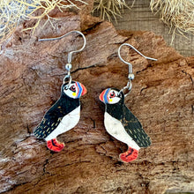 Load image into Gallery viewer, Puffin Hook Earrings - Natural Cork Jewellery - Incorknito Designs
