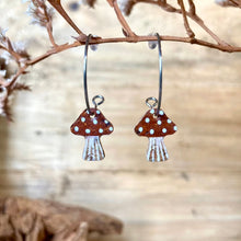 Load image into Gallery viewer, Mini Brown Toadstool Hoops - Natural Cork Jewellery - Incorknito Designs
