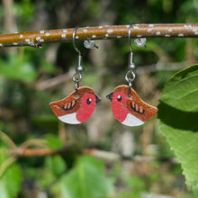 Load image into Gallery viewer, Robin Hoop Earrings - Christmas Natural Cork Jewellery - Incorknito Designs
