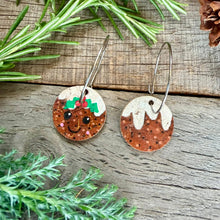 Load image into Gallery viewer, Christmas Pudding (Large) Hook Earrings - Christmas Natural Cork Jewellery - Incorknito Designs
