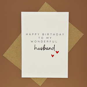 Husband Birthday Card - To a Wonderful Husband - Swale Studios