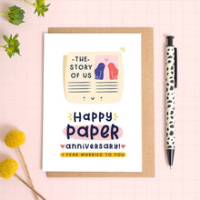 Load image into Gallery viewer, Paper Anniversary Card - 1st Wedding Anniversary - Joanne Hawker
