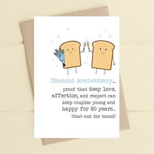 Diamond Anniversary - 60 Years - 60th Wedding Anniversary Card - Dandelion Stationery