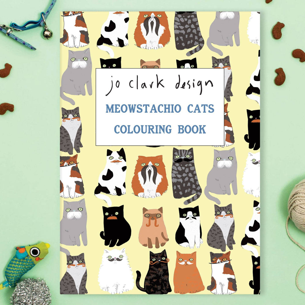 Meowstachio Cats Colouring Book - Jo Clark Design - Cat Lovers