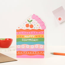 Load image into Gallery viewer, Greetings Card - Rainbow Sprinkle Cake - Die Cut Luxury Birthday Card For Kids - Mifkins
