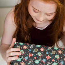 Load image into Gallery viewer, Bauble Noire Wrapping Paper and Matching Gift Tag - sustainable &amp; eco-friendly - Curlicue
