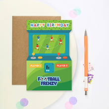 Load image into Gallery viewer, Greetings Card - Football Frenzy Arcade Shaped Birthday Card - Mifkins
