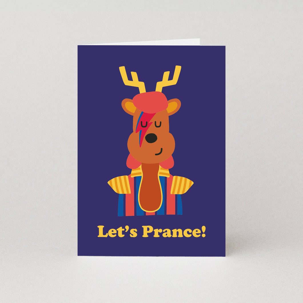 Let’s Prance - David Bowie Christmas Card - Studio Boketto - Reindeer - Christmas Puns