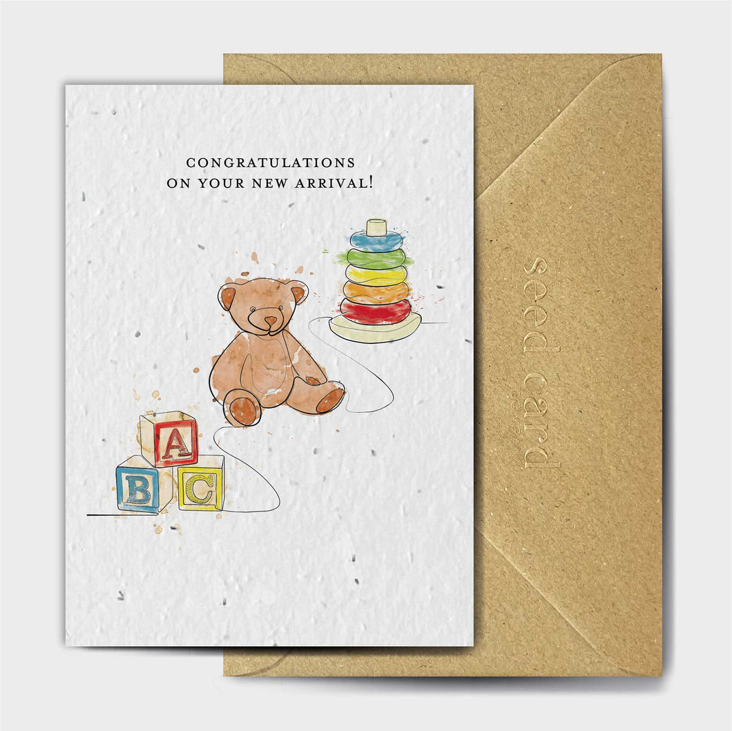 Wildflower Seed Paper Plantable Greetings Card - Congratulations on Your New Arrival - New Baby Card - The Seed Card Company