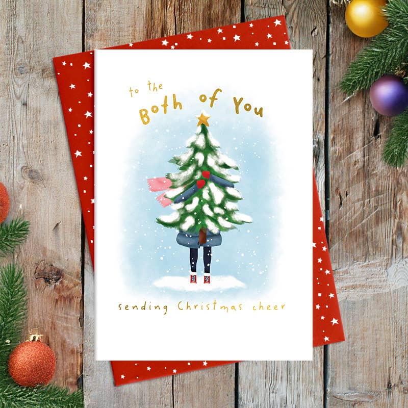 Christmas Greetings Card - To Both of You - Tree hugs - Dandelion Stationery