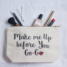 Load image into Gallery viewer, 'Make Me Up Before You Go-Go' Make Up Bag - Wham inspired puns - Cosmetic Bag - Of Lime &amp; Lemons
