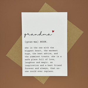 Grandma Definition Greeting Card - Birthday / Mothers Day - Swale Studios