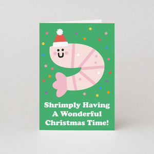 Shrimply Having A Wonderful Christmas Card - Studio Boketto - Christmas Puns