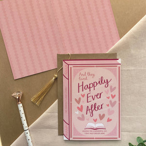Happily Ever After – Luxury Book Anniversary / Wedding Card - Two For Joy Illustration