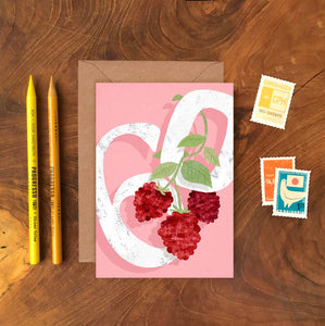 60th Birthday Card - Raspberry Sixty Birthday Card - Emily Nash Illustration