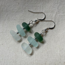 Load image into Gallery viewer, Sea Glass Dangle Earrings - Three Bead - Sterling Silver - various colours - Fayth Seaglass
