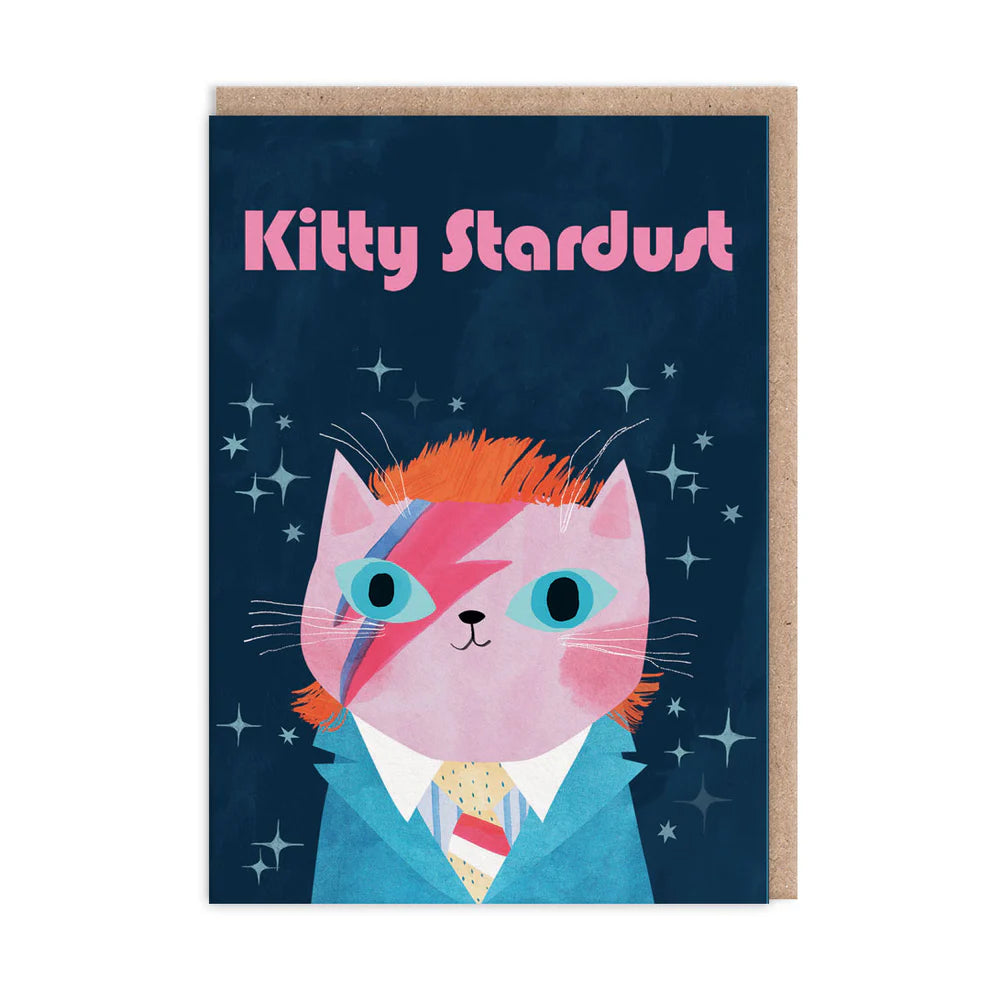 Cat Lovers Greetings card - Kitty Stardust - David Bowie fans - OHHDeer