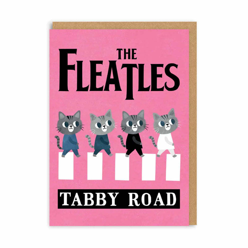 Cat Lovers Greetings card - The Fleatles Tabby Road - OHHDeer