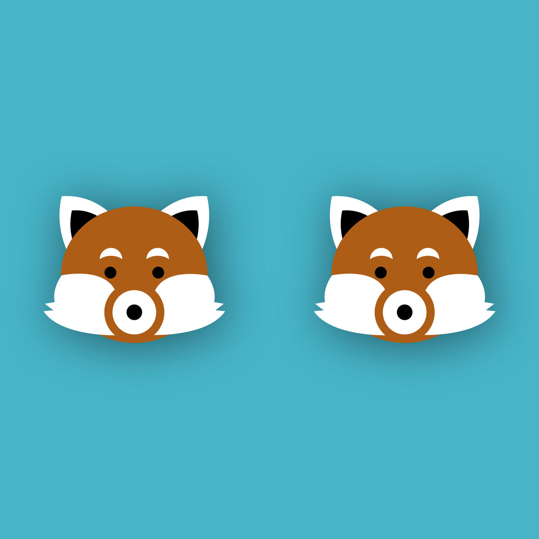 Wooden Stud Earrings - Red Panda - Munchquin